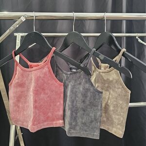 Women's Ribbed Tank Crop Tops, SET OF 3